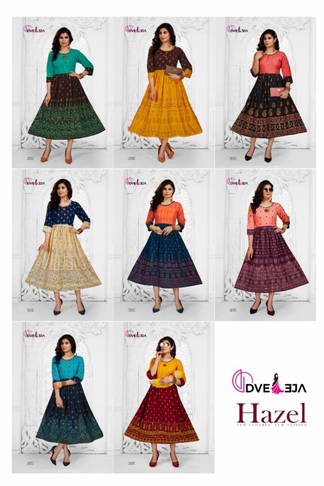 Dveeja Hazel Ethnic Wear Heavy Rayon Designer Anarkali Kurti Collection